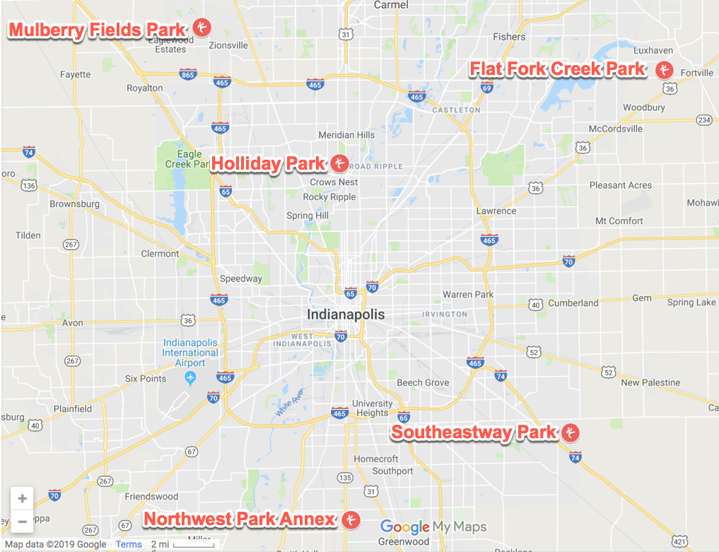 Map of Top 5 Creeks to Stomp Around Indy